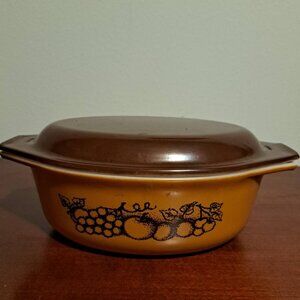 Vintage Pyrex 043 Oval Old Orchard 1 1/2 Quart Casserole Dish With Lid